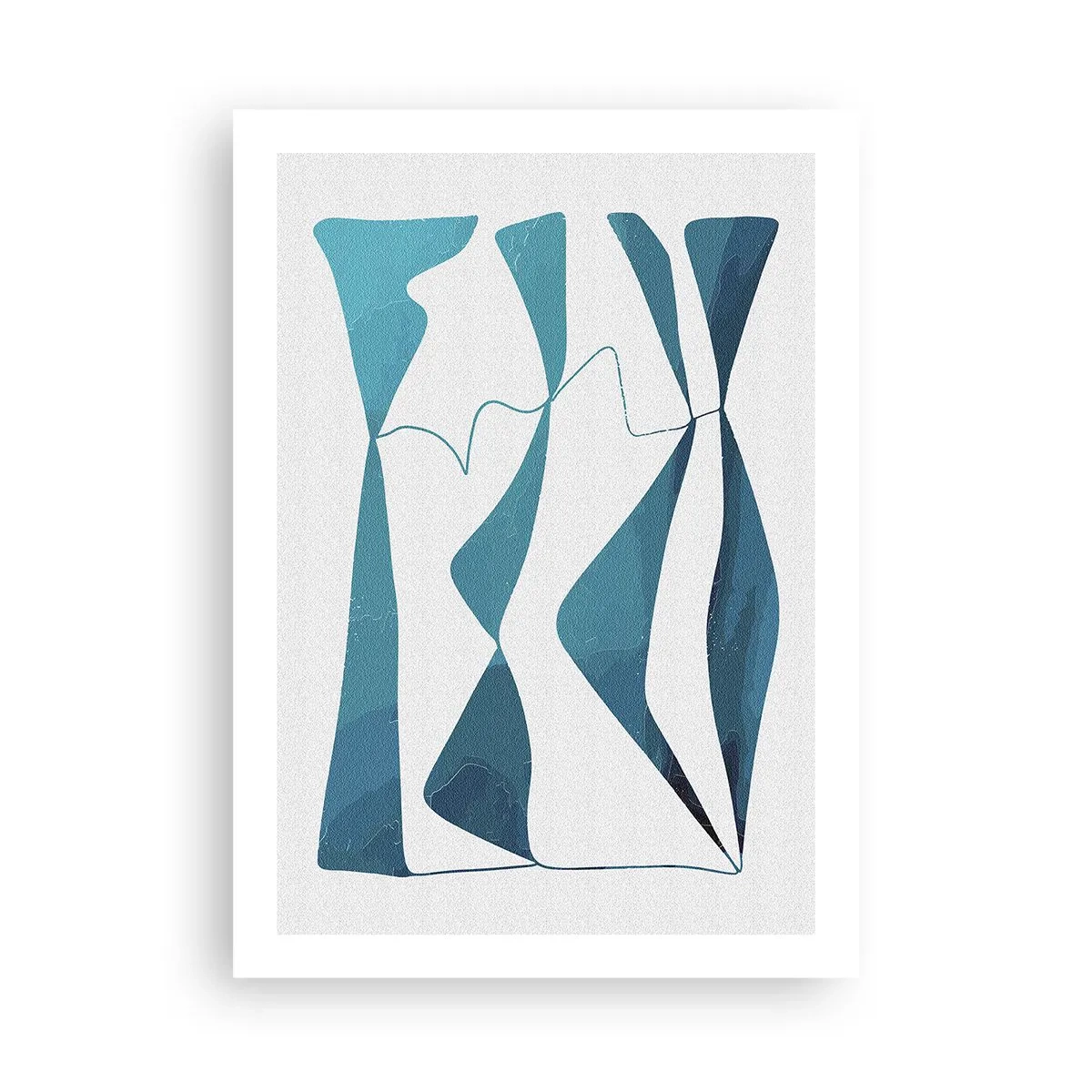 Plakat - Abstrakcyjna kompozycja w odcieniach błękitu z dynamicznymi liniami - 50x70cm - Abstrakcja: turkusowy związek - Nowoczesna dekoracja ścienna do salonu, kuchni i sypialni ARTTOR
