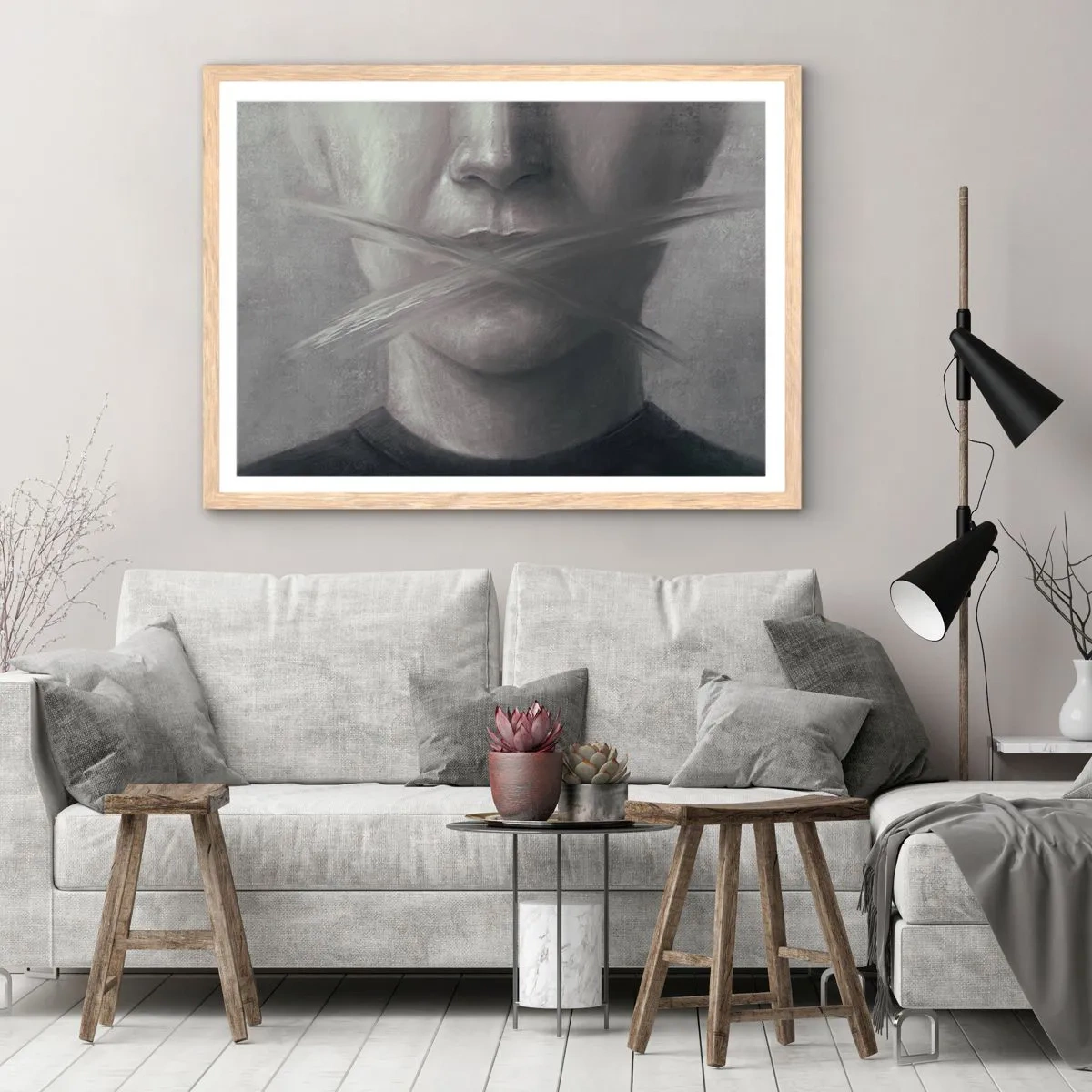 Plakat w ramie jasny dąb - Ani słowa - 70x50 cm