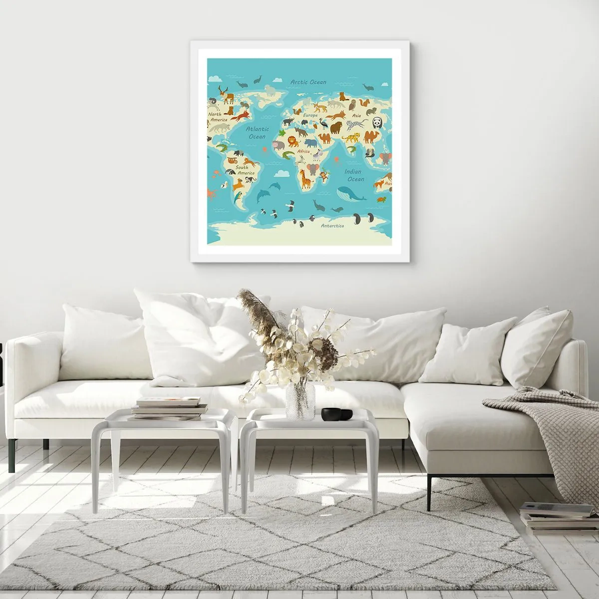 Plakat w białej ramie - Dobrzy sąsiedzi - 50x50 cm