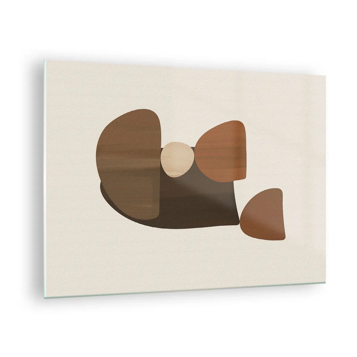 Obraz na szkle - Abstrakcyjna kompozycja w odcieniach brązu i beżu - 70x50cm - Kompozycja w brązie - Nowoczesna dekoracja ścienna do salonu i sypialni ARTTOR