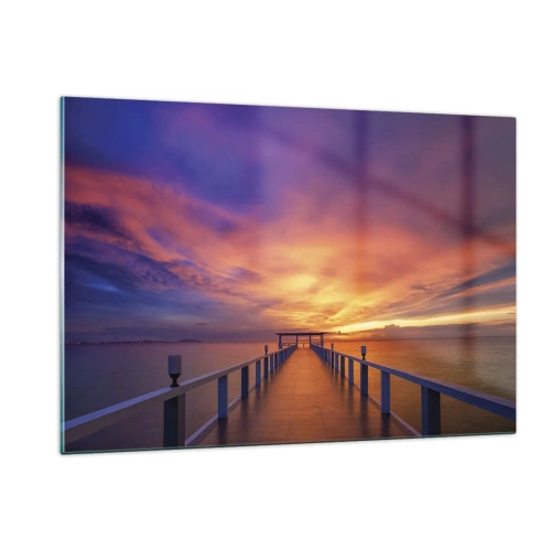 Obraz na szkle - Pomost na tle zachodu słońca - 120x80cm - Bez końca - Nowoczesna dekoracja ścienna do salonu, kuchni i sypialni ARTTOR