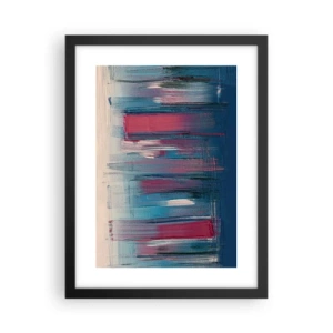 Plakat w czarnej ramie - Kompozycja wertykalna w błękicie i czerwieni - 30x40 cm