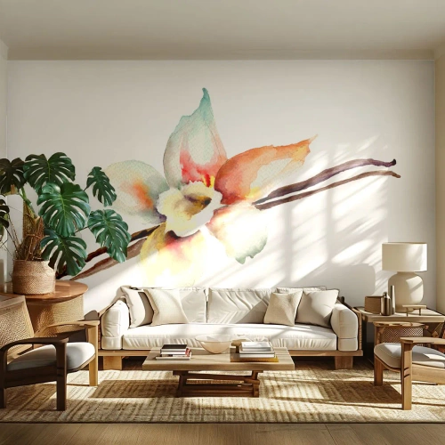 Fototapeta Premium Canvas - Rozlana farbką słodycz - Kwiat Wanilii, Kwiat, Laska Wanilii - 500x350 cm