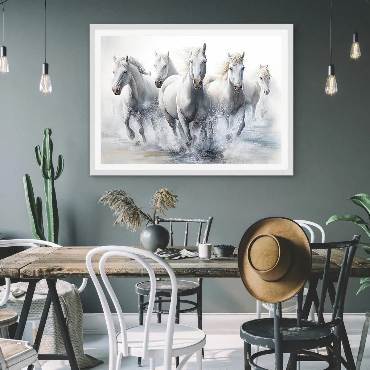 Plakat w białej ramie - Biała magia - 100x70 cm