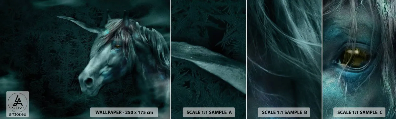 Fototapeta Próbka Standard Eco - W baśniowym lesie - Jednorożec, Fantasy, Abstrakcja - 100x30 cm