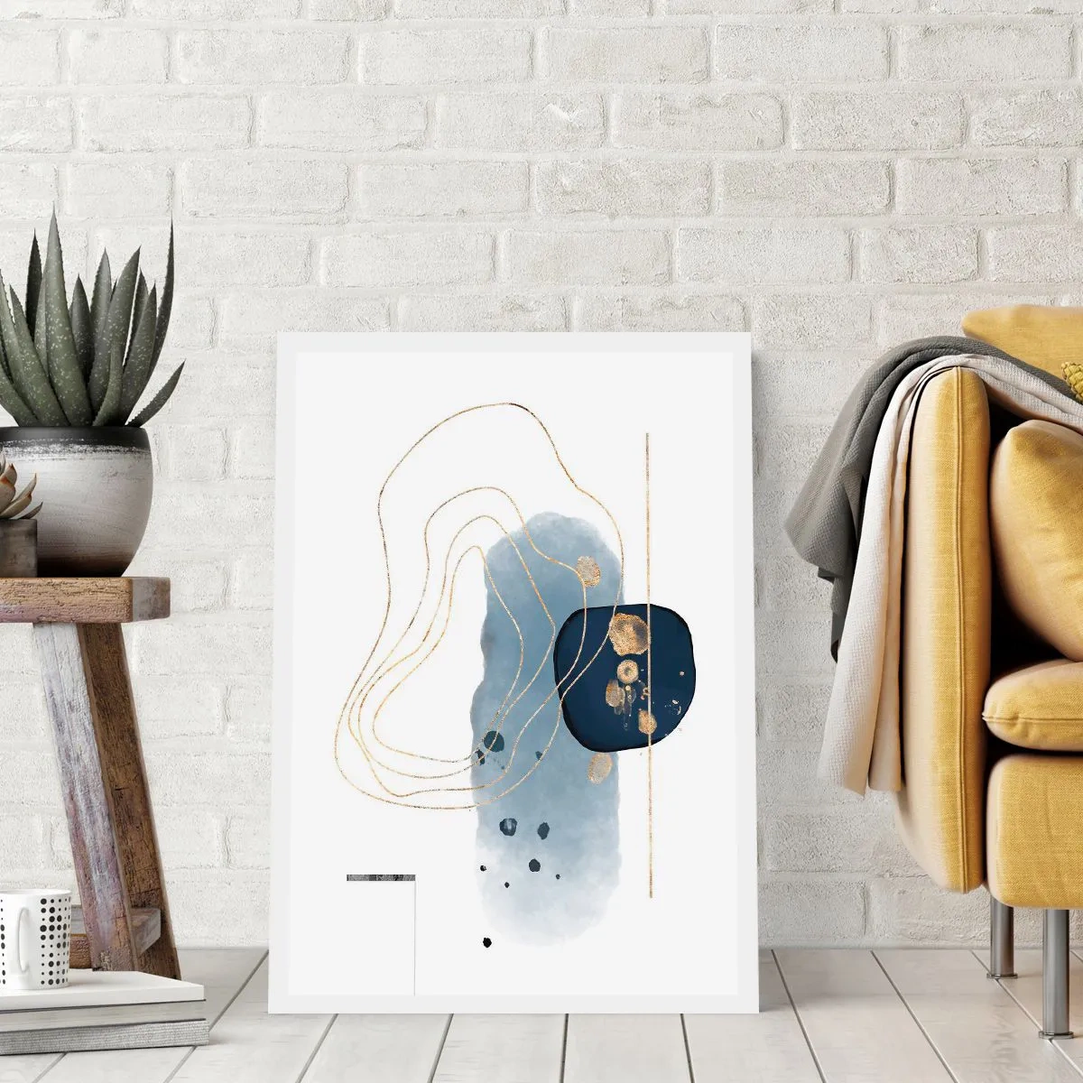 Plakat - Niebiesko-złota fantazja - 70x100 cm