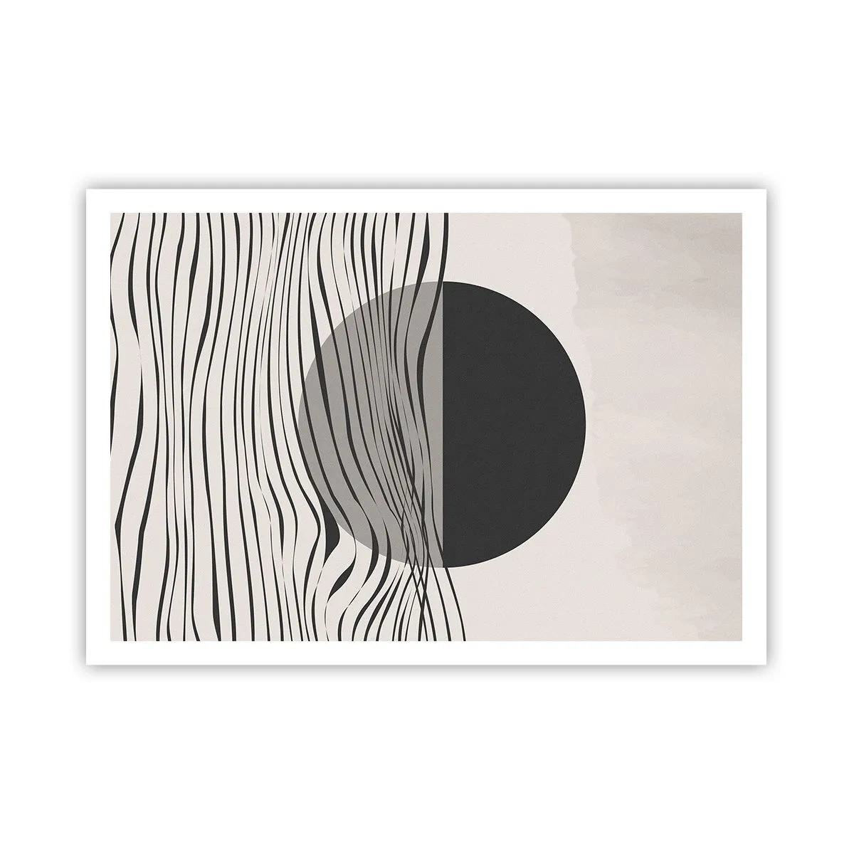 Plakat - Abstrakcyjne linie i geometryczne kształty w stonowanych barwach - 100x70cm - Kompozycja połowiczna - Nowoczesna dekoracja ścienna do salonu i sypialni ARTTOR