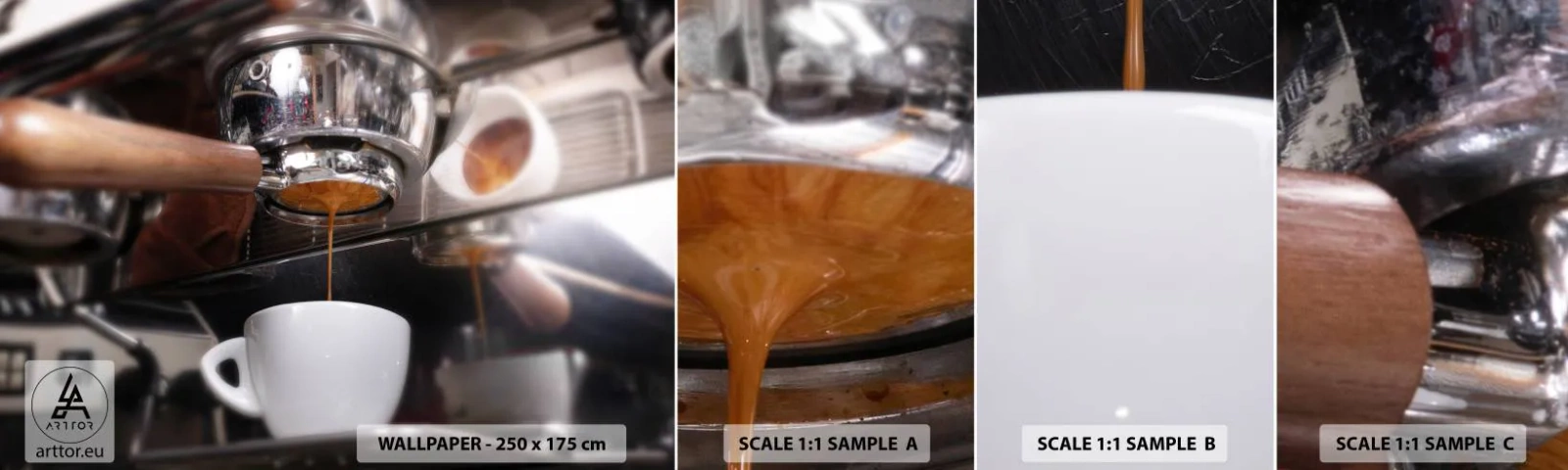 Fototapeta Próbka Samoprzylepna Deluxe Sticker - Dobra chwila dnia - Kawa, Ekspres Do Kawy, Barista - 100x30 cm