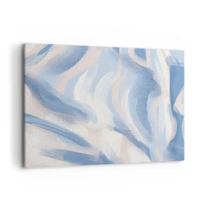 Obraz na płótnie - Abstrakcyjne pociągnięcia pędzla w odcieniach błękitu i beżu - 100x70cm - Błękitne falowanie - Nowoczesna dekoracja ścienna do salonu, kuchni i sypialni ARTTOR