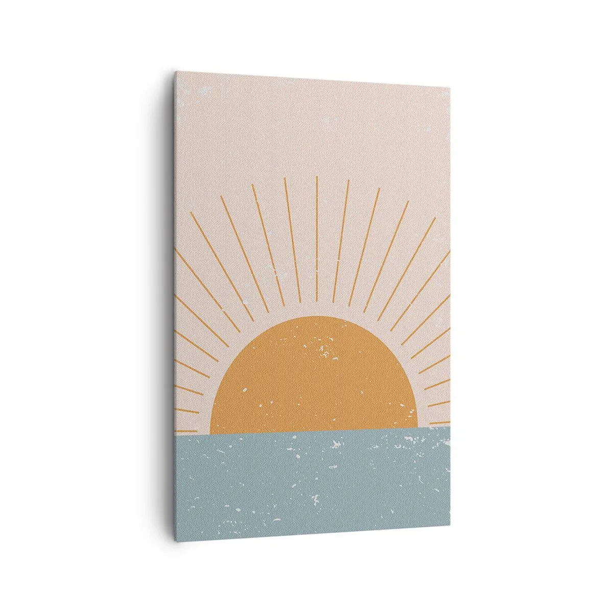 Obraz na płótnie - Minimalistyczna grafika przedstawiająca wschód słońca nad linią horyzontu - 80x120cm - Codzienny cud - Nowoczesna dekoracja ścienna do salonu i sypialni ARTTOR