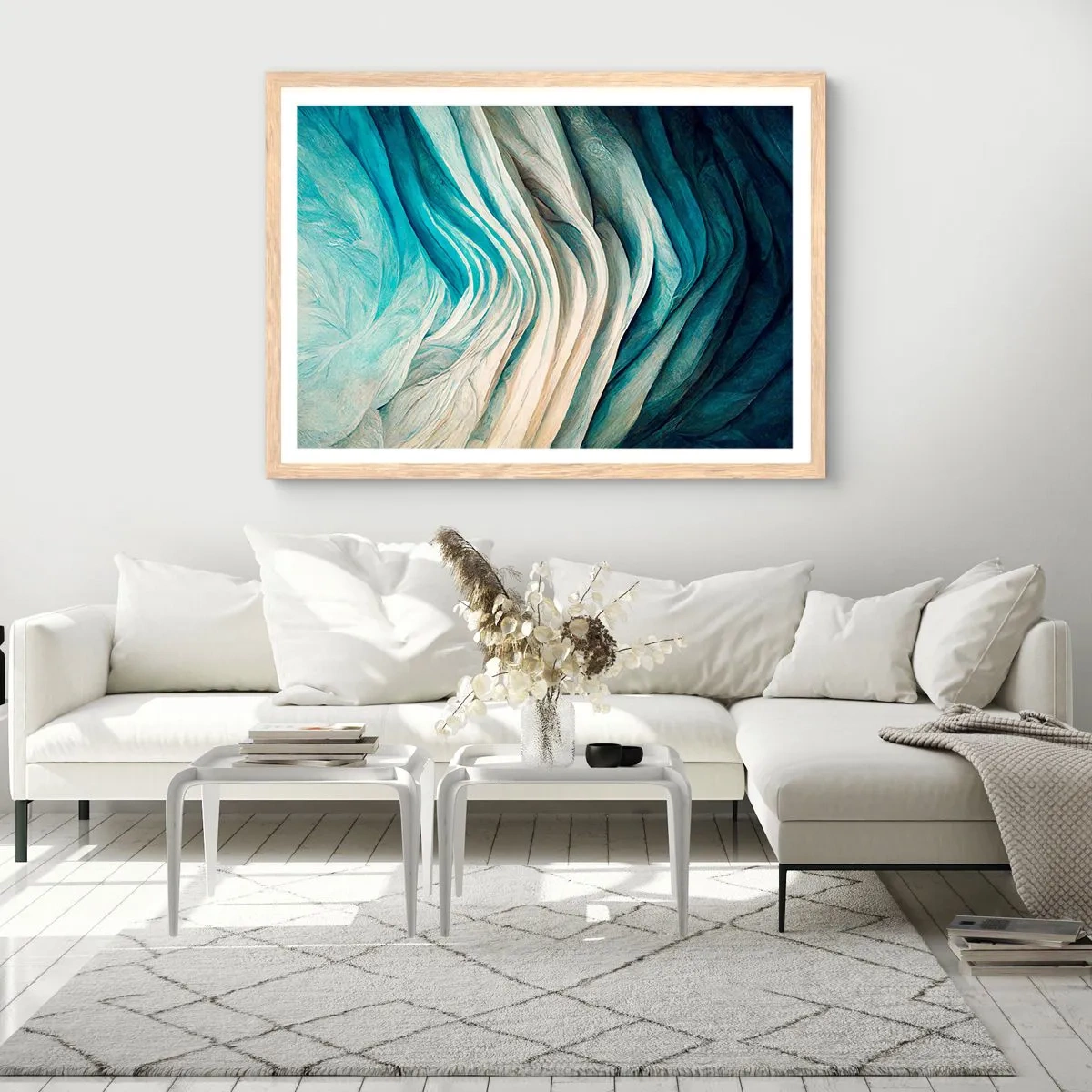 Plakat w ramie jasny dąb - Błękitne nienasycenie - 40x30 cm