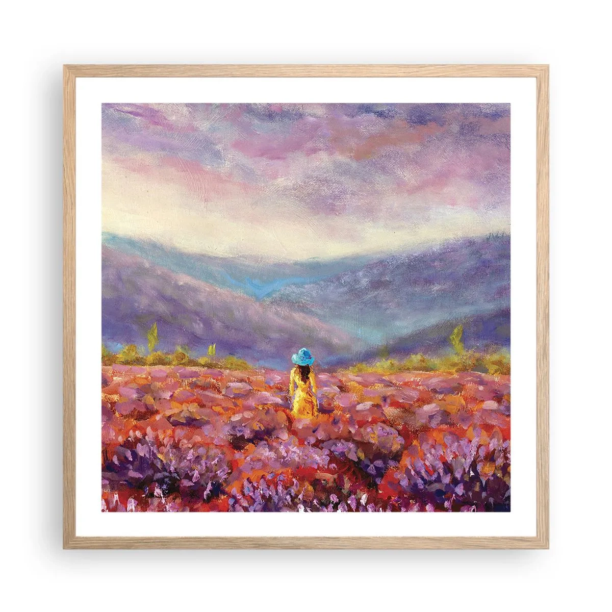 Plakat w ramie jasny dąb - W lawendowym świecie - 60x60 cm