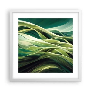Plakat w białej ramie - Abstrakcyjna gra w zielone - 40x40 cm