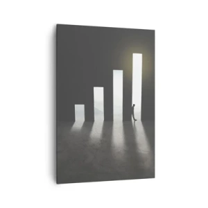 Obraz na płótnie - Symboliczny wzrost w postaci przejść oświetlonych światłem - 70x100cm - Sukces – impresja - Nowoczesna dekoracja ścienna do salonu i sypialni ARTTOR