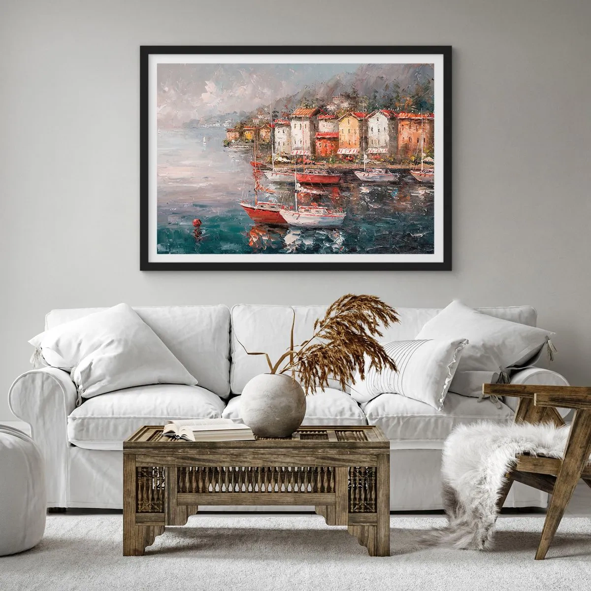 Plakat w czarnej ramie - Romantyczna przystań - 40x30 cm