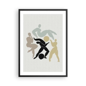 Plakat w czarnej ramie - Abstrakcyjne sylwetki postaci w dynamicznym ruchu - 50x70cm - Ruch dla zdrowia i dla urody - Nowoczesna dekoracja ścienna do salonu i sypialni ARTTOR