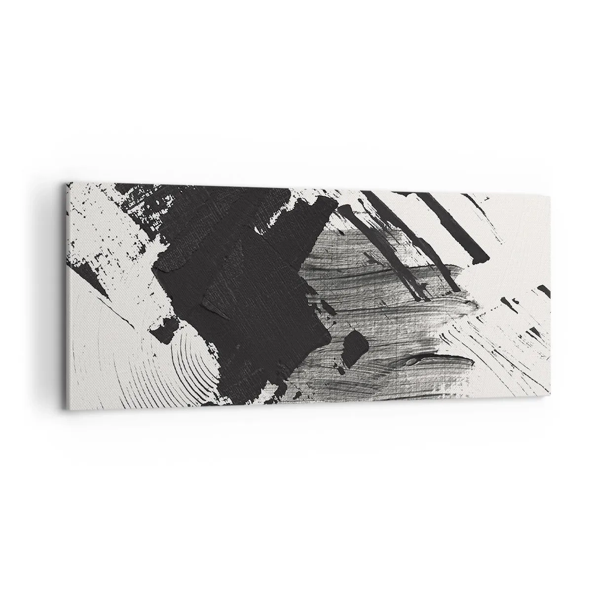 Obraz na płótnie - Abstrakcja – ekspresja czerni - 100x40 cm