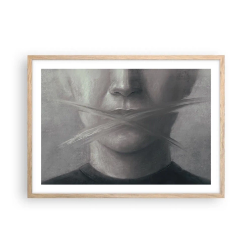 Plakat w ramie jasny dąb - Ani słowa - 70x50 cm