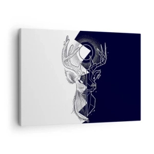 Obraz na płótnie - Geometria i natura w symbolicznej kompozycji - 70x50cm - Walka i jedność przeciwieństw - Nowoczesna dekoracja ścienna do salonu i sypialni ARTTOR