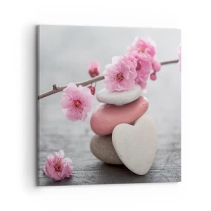 Obraz na płótnie - Błogość z kwiatem wiśni - 70x70 cm