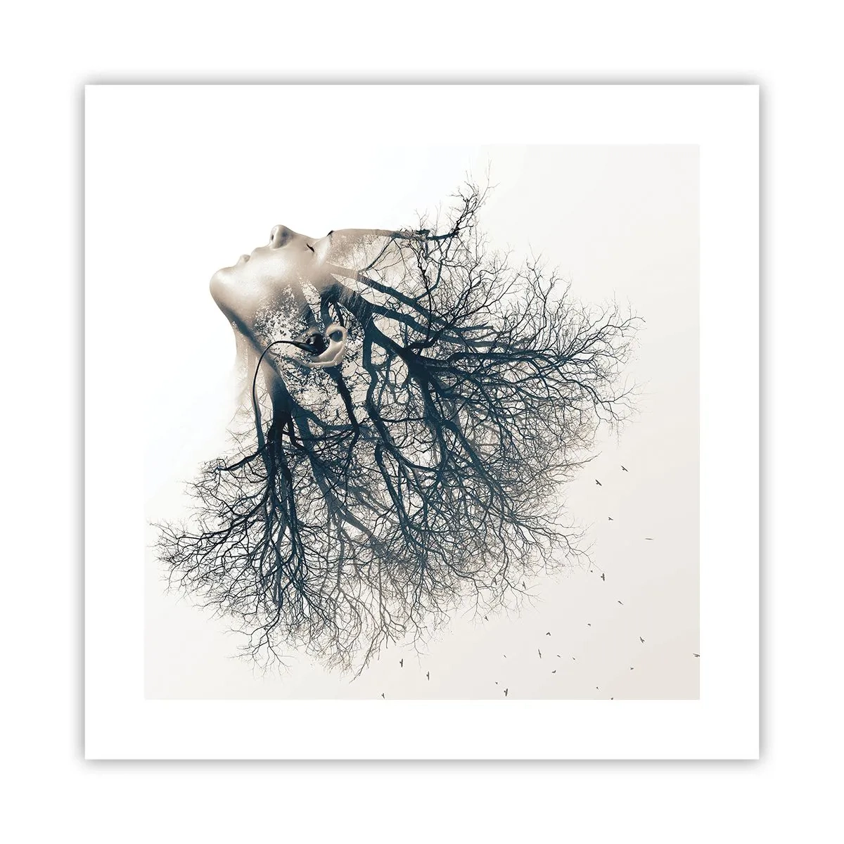 Plakat - Zasłuchana w szept drzewa - 40x40 cm