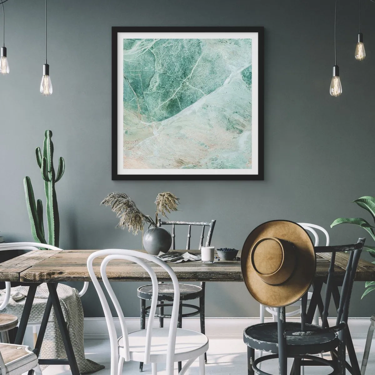 Plakat w czarnej ramie - Szlachetny chłód kamienia - 60x60 cm