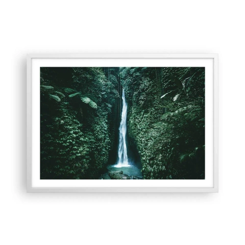 Plakat w białej ramie - Tropikalny zdrój - 70x50 cm