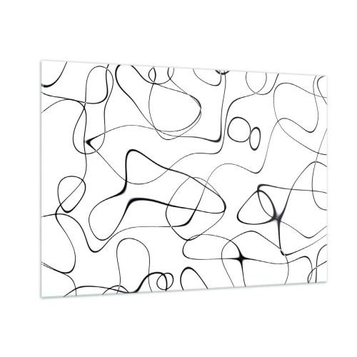 Obraz na szkle - Abstrakcyjne czarne linie na białym tle - 100x70cm - Ścieżki życia, koleje losu - Nowoczesna dekoracja ścienna do salonu, kuchni i sypialni ARTTOR
