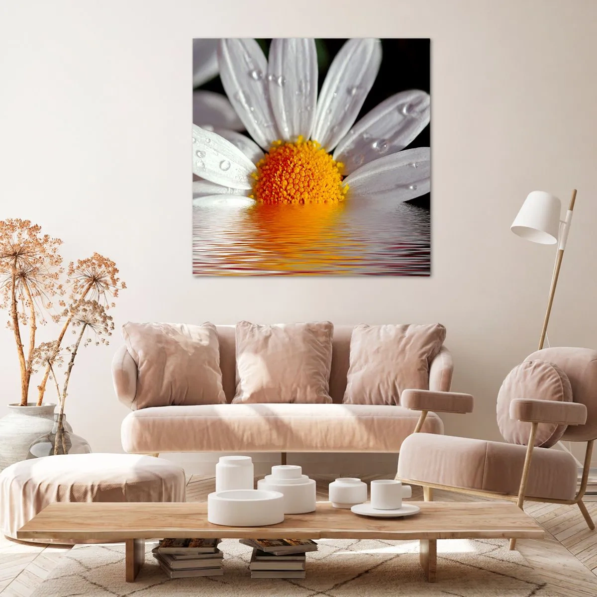 Obraz na płótnie - Wschodzące słońce margaretki - 60x60 cm