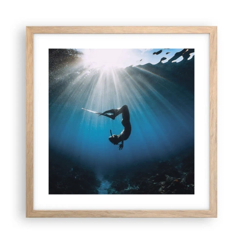 Plakat w ramie jasny dąb - Podwodny taniec - 40x40 cm