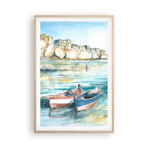 Plakat w ramie jasny dąb - Pejzaż w lazurze - 61x91 cm