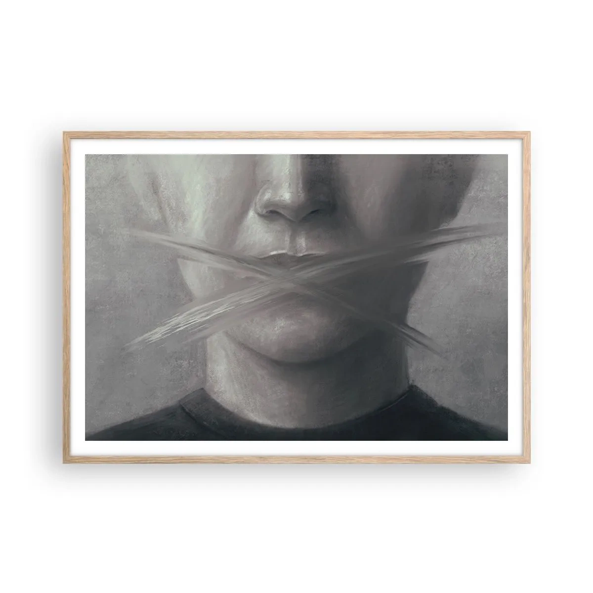 Plakat w ramie jasny dąb - Ani słowa - 100x70 cm