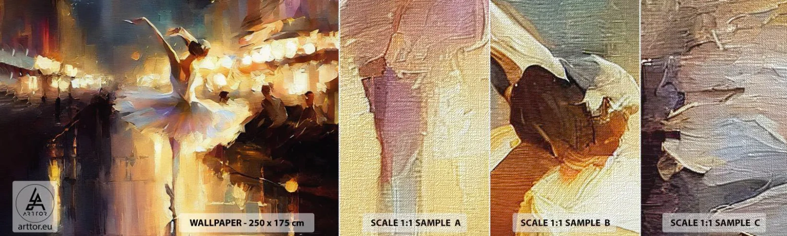 Fototapeta Próbka Premium Canvas - Cud na ulicy - Baletnica, Taniec, Farba Olejna - 100x30 cm