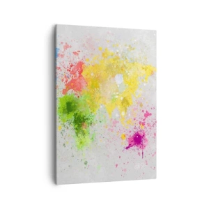 Obraz na płótnie - Kolorowe plamy farby na jasnym tle - 50x70cm - Wszystkie barwy świata - Nowoczesna dekoracja ścienna do salonu, kuchni i sypialni ARTTOR