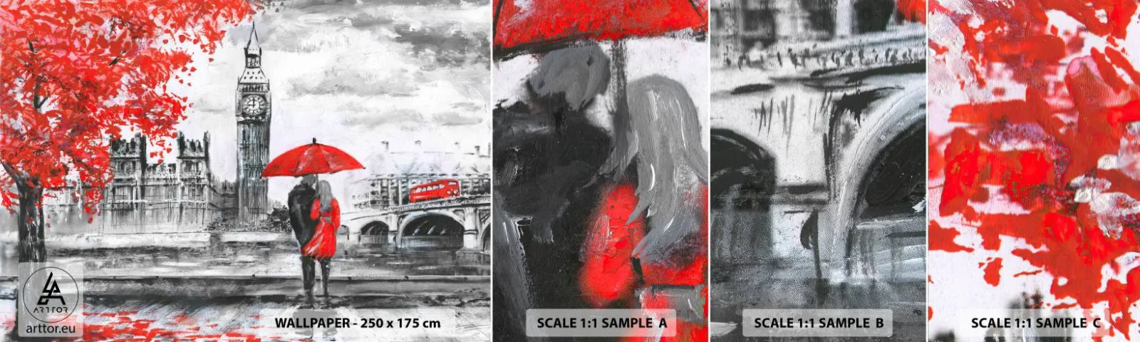 Fototapeta Próbka Samoprzylepna Deluxe Sticker - Zakochani w Londynie - Miasto, Londyn, Zakochana Para - 100x30 cm