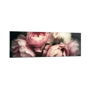 Obraz na szkle - Bukiet róż w delikatnych odcieniach różu i bieli - 160x50cm - Czar belle epoque - Nowoczesna dekoracja ścienna do salonu i sypialni ARTTOR
