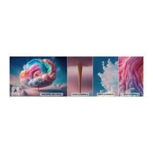 Fototapeta Próbka Premium Sand - Sen o wesołym miasteczku - Pastelowy, Chmury, Cukierkowy - 100x30 cm