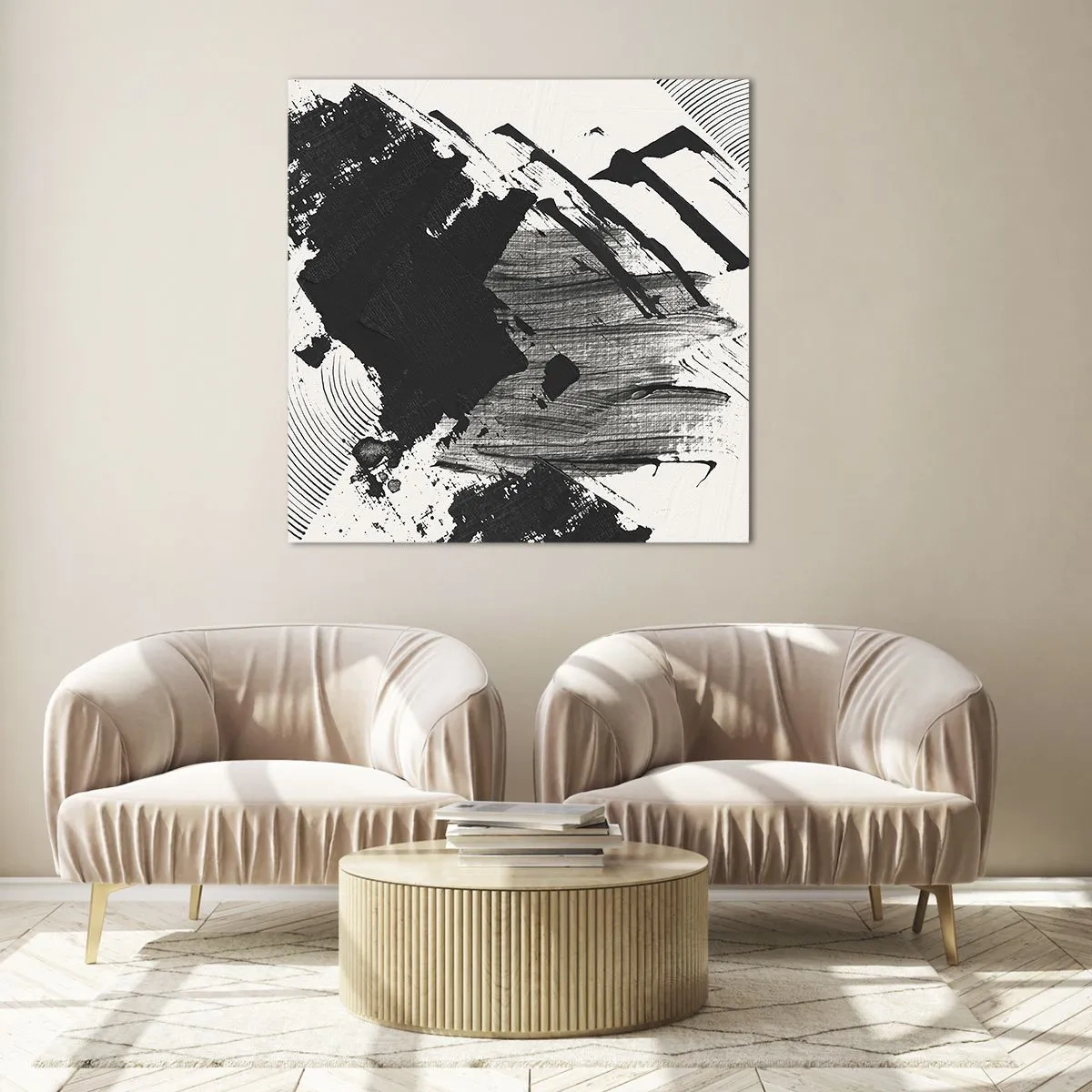 Obraz na szkle - Abstrakcja – ekspresja czerni - 30x30 cm