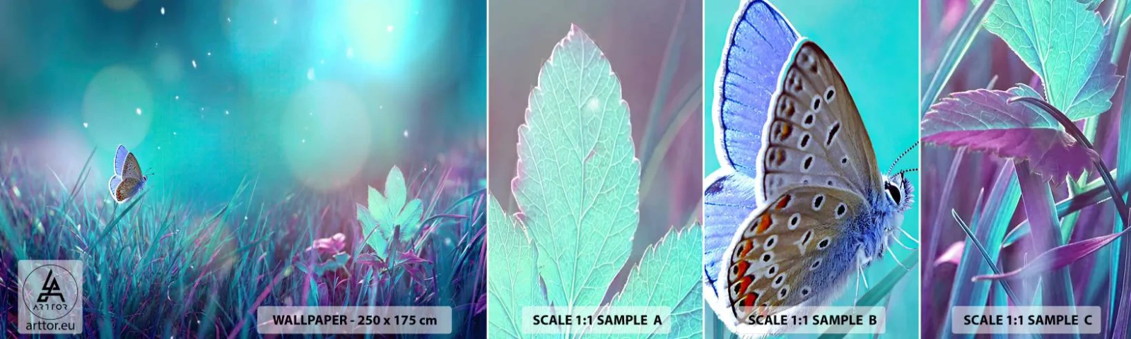 Fototapeta Próbka Standard Eco - Sekretne życie łąki - Motyl, Łąka, Sztuka - 100x30 cm