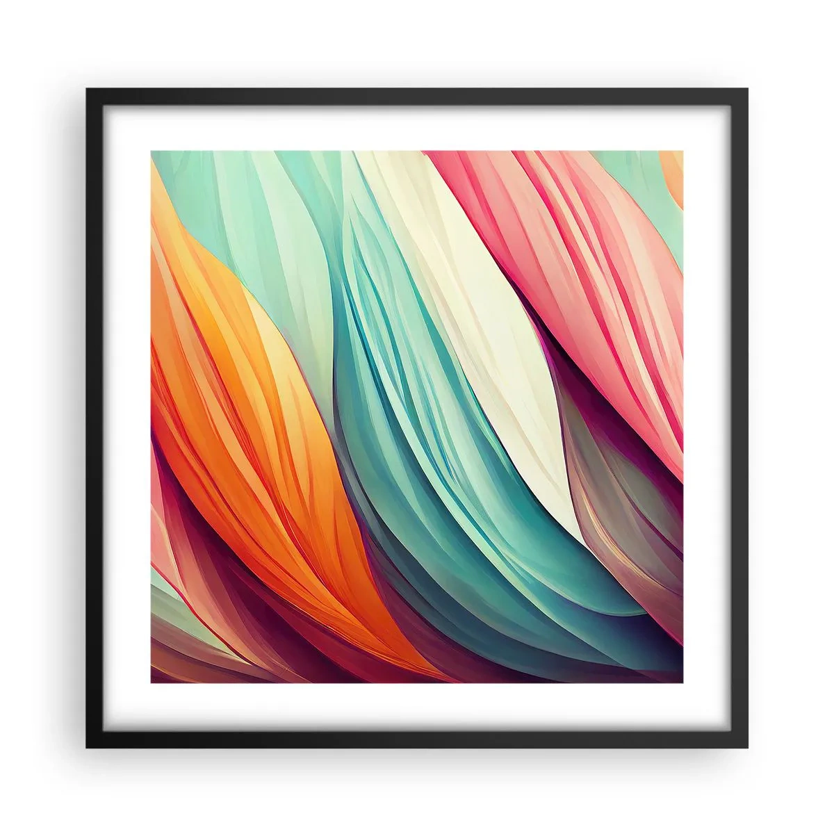 Plakat w czarnej ramie - Tęczowy splot - 50x50 cm