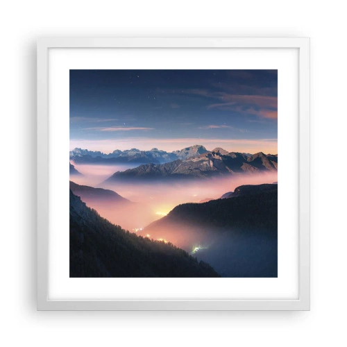 Plakat w białej ramie - Światło w dolinach - 40x40 cm