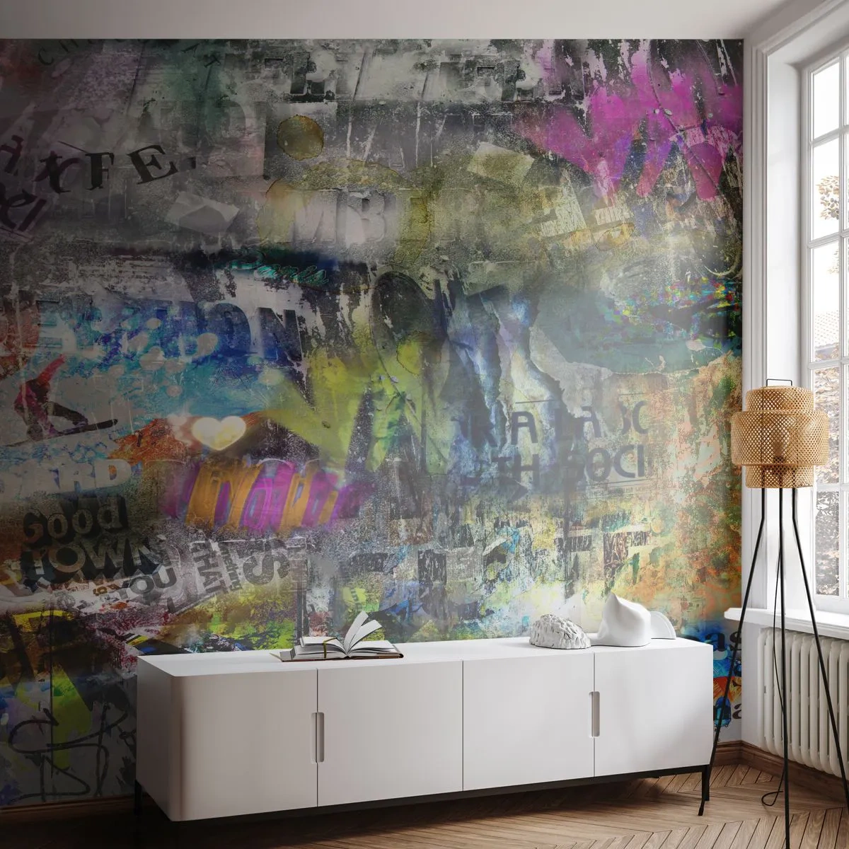 Fototapeta Standard Eco - Kolaż wspomnień - Graffiti, Mural, Nowoczesny Wzór - 450x315 cm