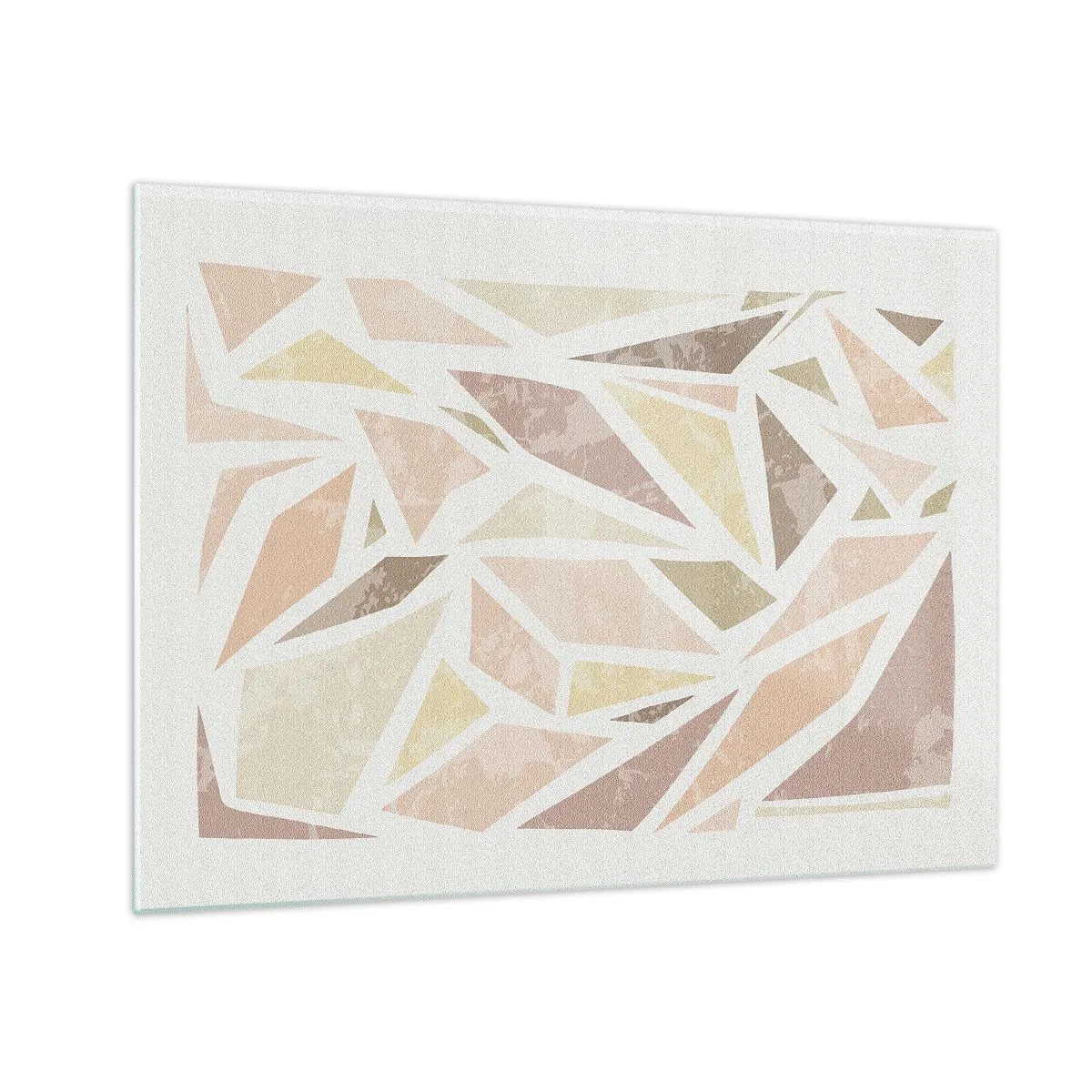 Obraz na szkle - Geometryczna mozaika w pastelowych kolorach na jasnym tle - 70x50cm - Kompozycja witrażowa - Nowoczesna dekoracja ścienna do salonu i sypialni ARTTOR