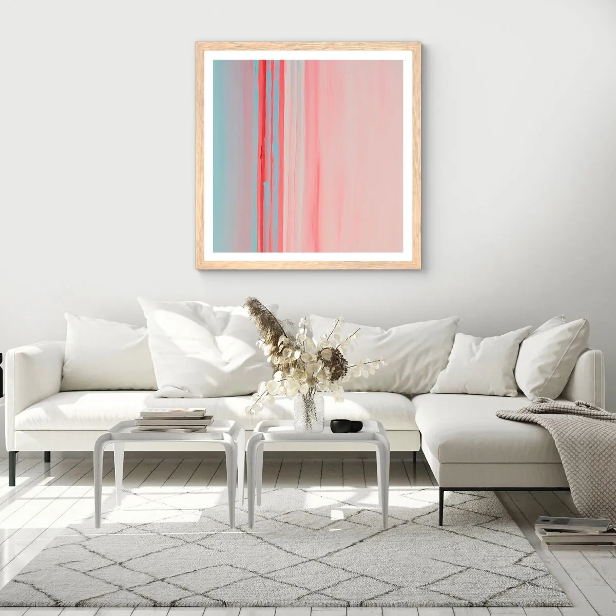 Plakat w ramie jasny dąb - Abstrakcja o świcie - 40x40 cm