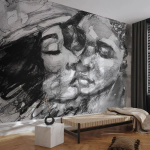 Fototapeta Premium Sand - Czuła chwila - Całusy, Miłość, Zakochani - 500x350 cm