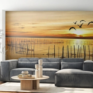 Fototapeta Samoprzylepna Deluxe Sticker - Na łowisku - Krajobraz, Jezioro, Sieć Rybacka - 100x70 cm