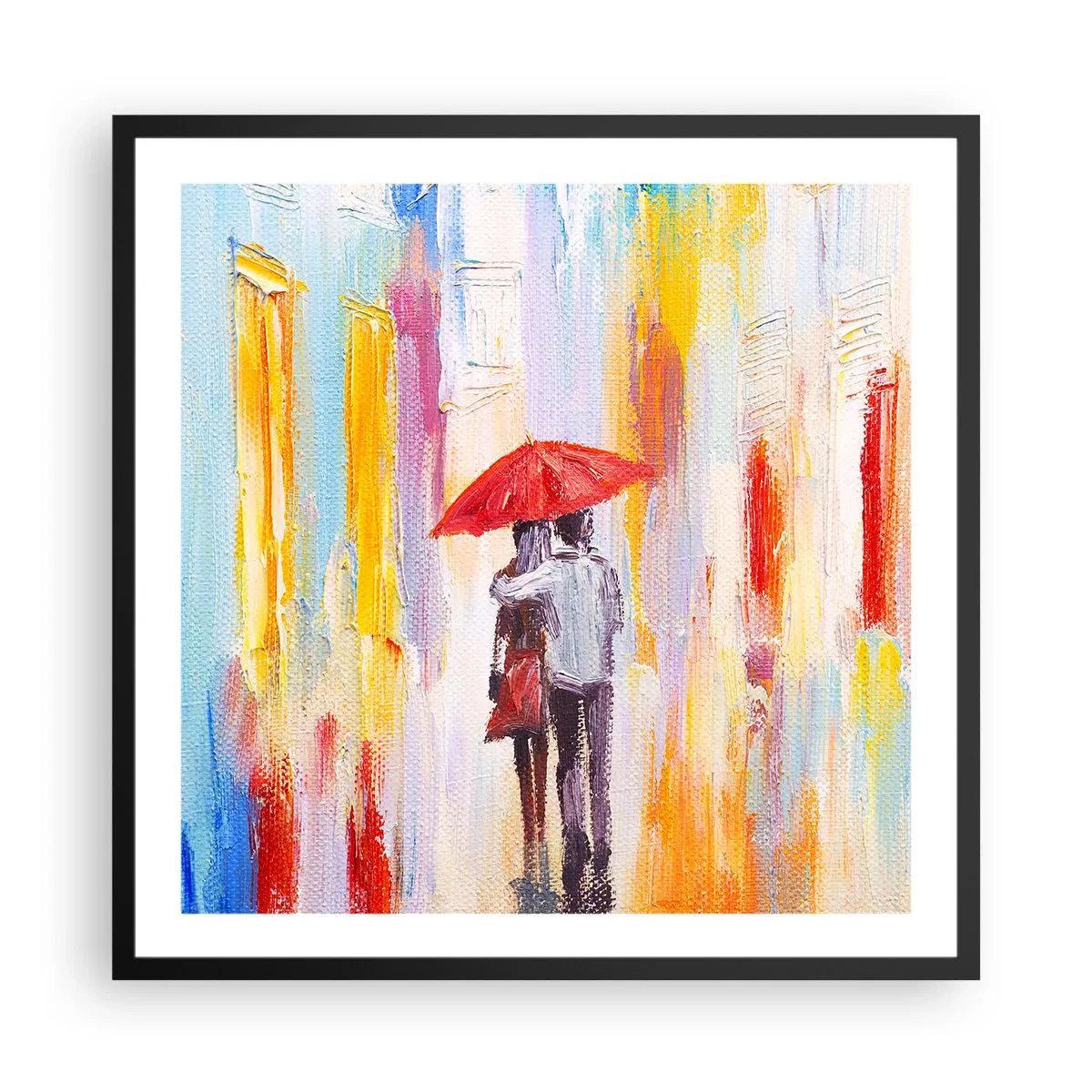 Plakat w czarnej ramie - Niech pada dalej - 60x60 cm