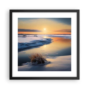 Plakat w czarnej ramie - Zimowy zachód słońca - 40x40 cm