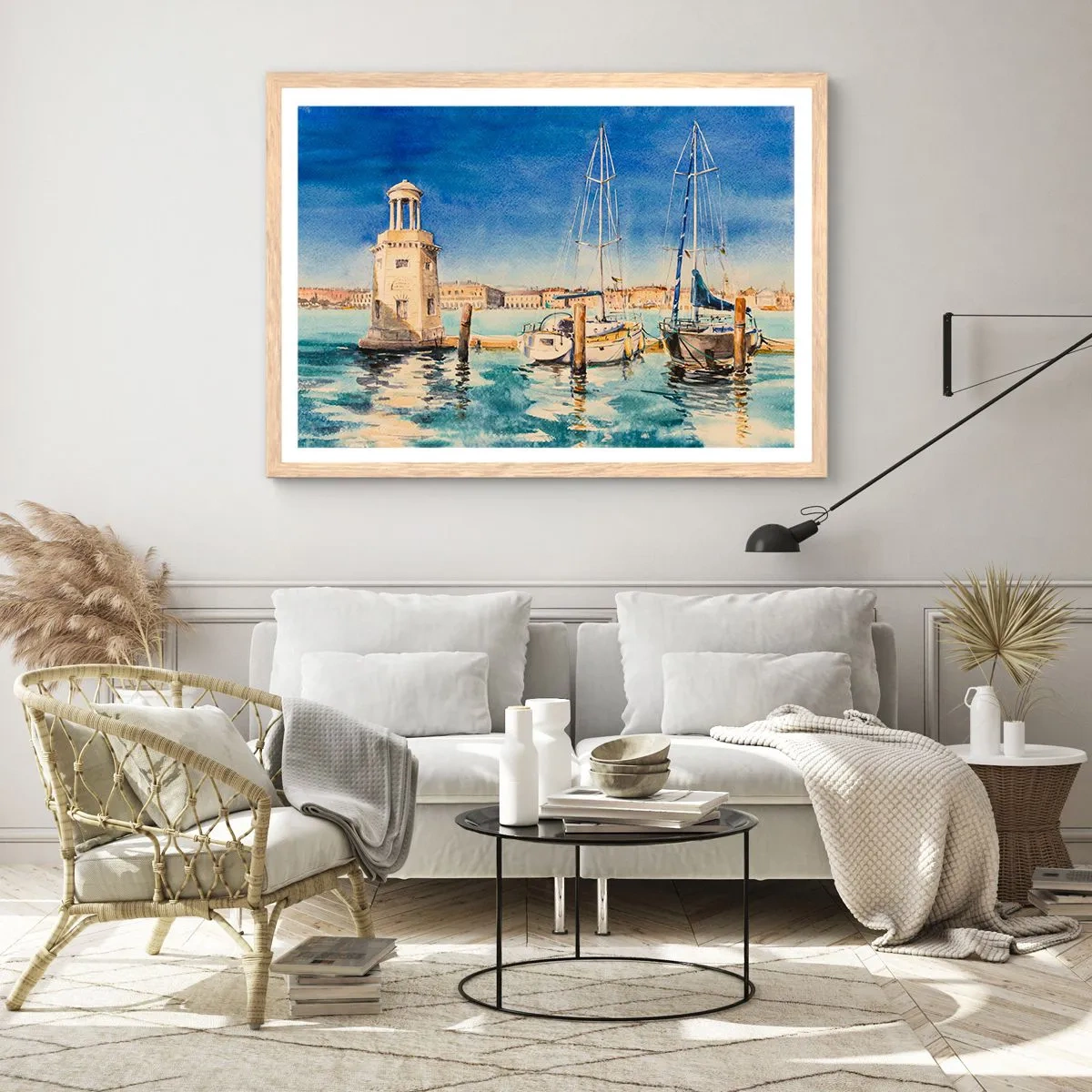 Plakat w ramie jasny dąb - Słoneczna laguna - 70x50 cm