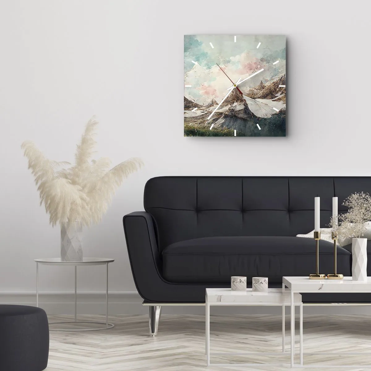Zegar ścienny - Malownicze góry z pastelowym niebem - 30x30cm - Skalne ostrza - Nowoczesna dekoracja ścienna do salonu i sypialni ARTTOR
